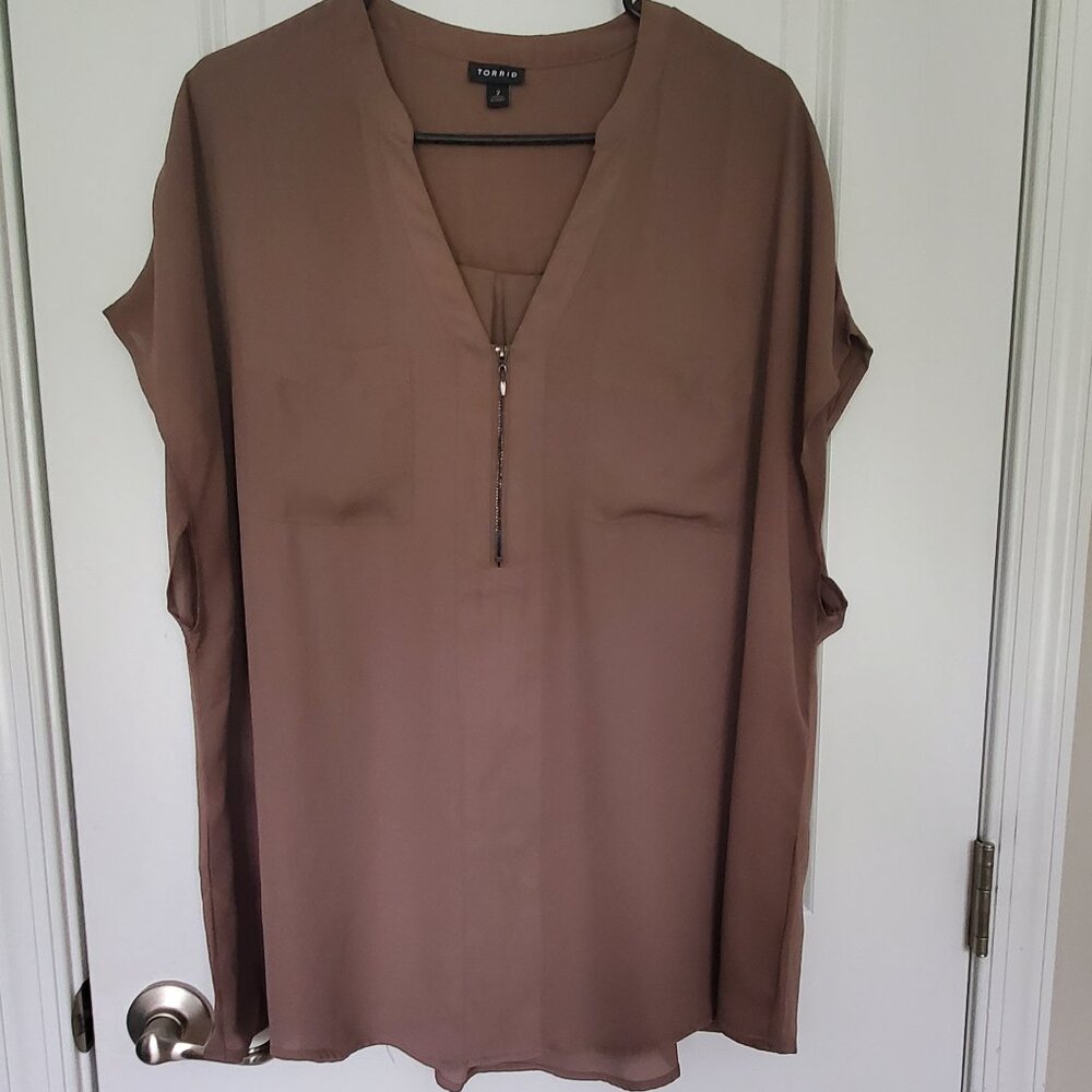 Women's Torrid Brown Zip Blouse